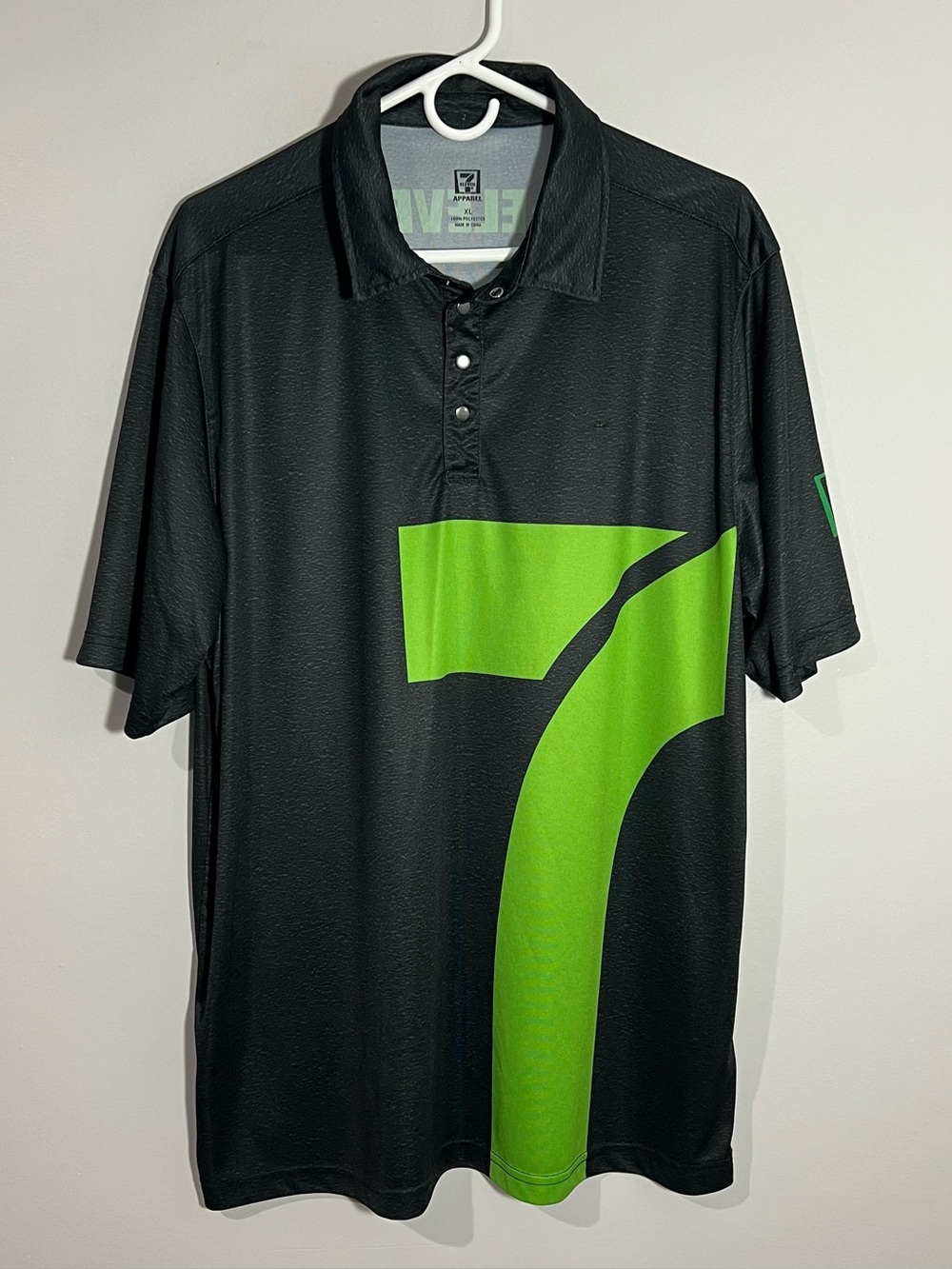 7 Eleven Apparel Black Green Employee Short Sleeve Polo Shirt Mens XL